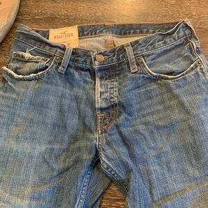 Hollister Mens Button Fly Distressed Straight Jean 30”